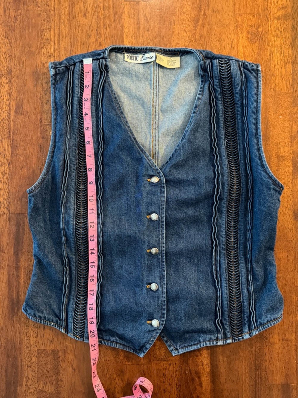 Poetic License Vintage Dark Blue Cotton Denim Vest L - Picture 10 of 10